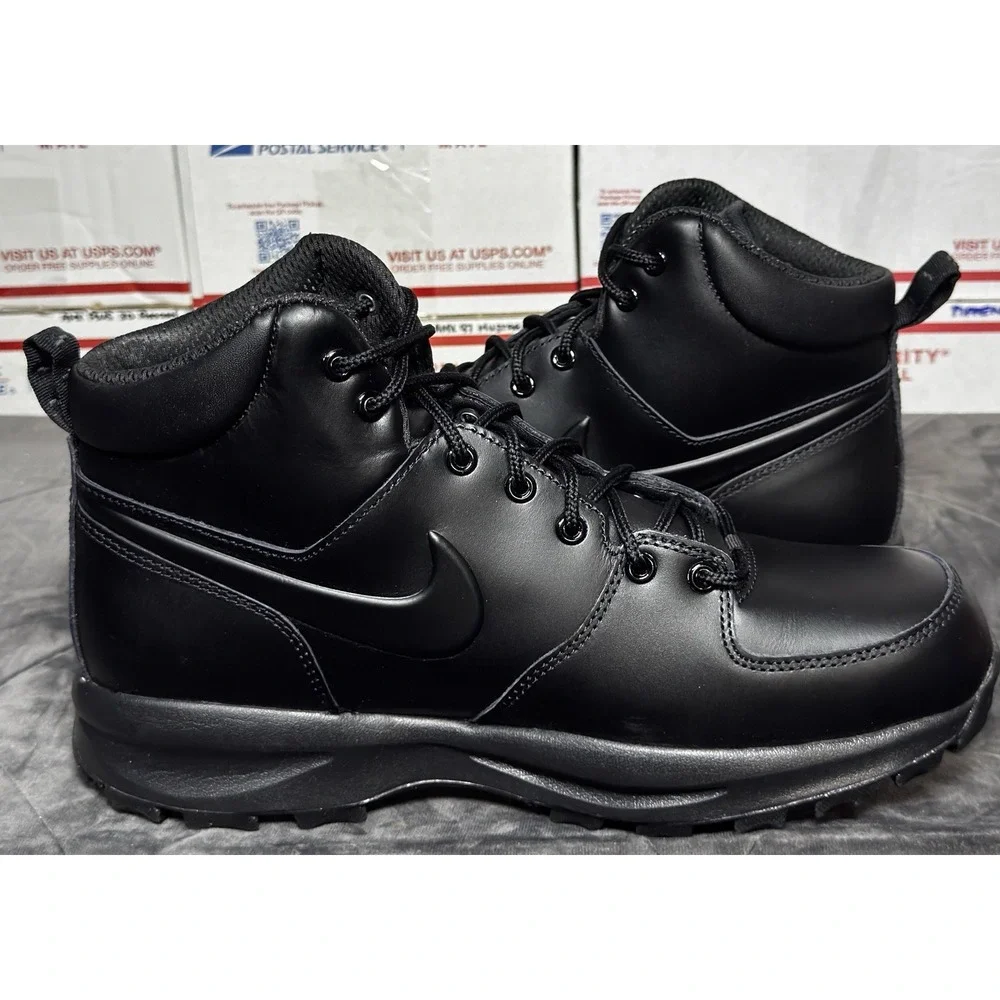 Size 11.5 - Nike Manoa Leather Boots Triple Black 454350 003